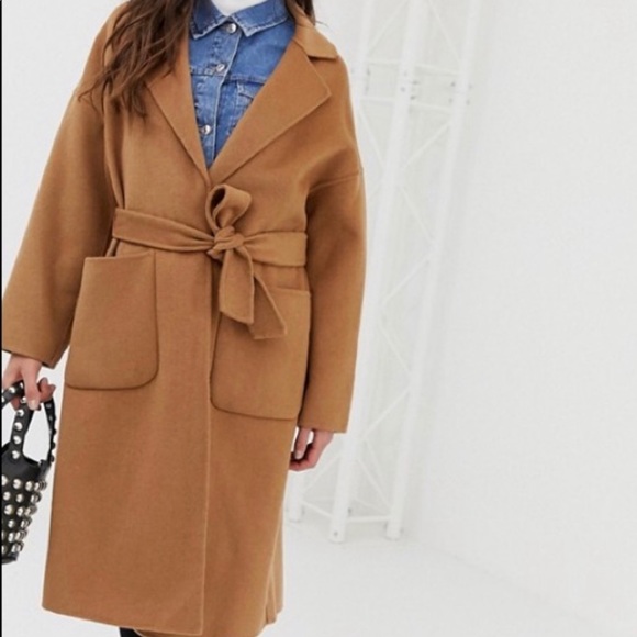 mango belted wool coat camel